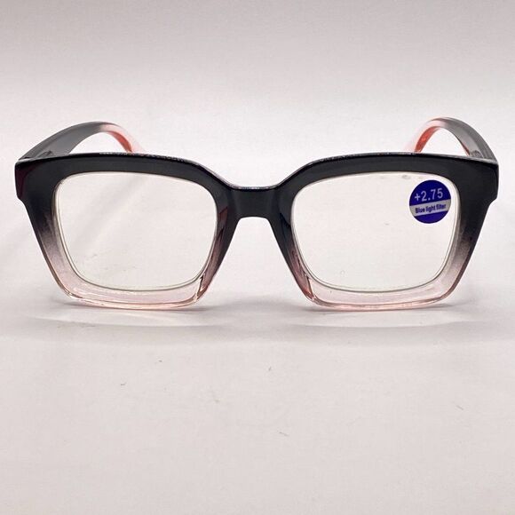 0956 Claudia 2.75 Black Pink Gradient Reading Glasses Square Concave Readers NWT - Picture 3 of 10